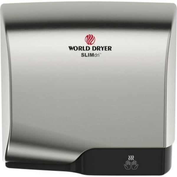 World Dryer World Dryer SLIMdri Automatic Hand Dryer, ADA Compliant, Brushed Chrome Aluminum, 120-240V L-971A